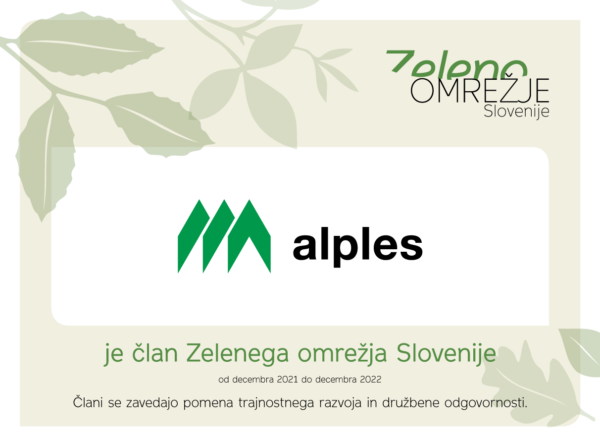 Potrdilo o članstvu Zelenga omrežja Slovenije