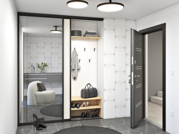 Built-in wardrobe with sliding doors in the hallway, creating a tidy first impression of the home.